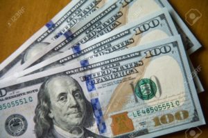 one hundred US dollars notes.