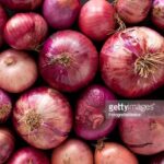 Top view of regular red onions