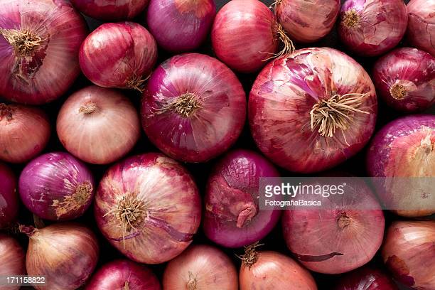 Top view of regular red onions